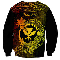 Hawaii Sweatshirt Hammerhead Shark Tattoo Mix Polynesian Plumeria Reggae Version - Wonder Print Shop