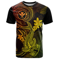 Hawaii T Shirt Hammerhead Shark Tattoo Mix Polynesian Plumeria Reggae Version - Wonder Print Shop