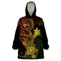 Hawaii Wearable Blanket Hoodie Hammerhead Shark Tattoo Mix Polynesian Plumeria Reggae Version - Wonder Print Shop