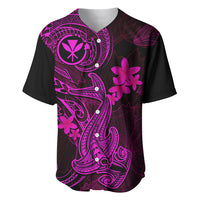 Hawaii Baseball Jersey Hammerhead Shark Tattoo Mix Polynesian Plumeria Pink Version - Wonder Print Shop