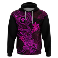 Hawaii Hoodie Hammerhead Shark Tattoo Mix Polynesian Plumeria Pink Version - Wonder Print Shop