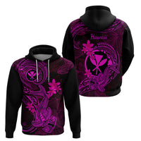 Hawaii Hoodie Hammerhead Shark Tattoo Mix Polynesian Plumeria Pink Version - Wonder Print Shop