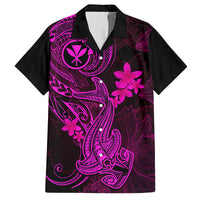 Hawaii Kid Hawaiian Shirt Hammerhead Shark Tattoo Mix Polynesian Plumeria Pink Version - Wonder Print Shop