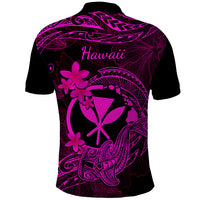 Hawaii Polo Shirt Hammerhead Shark Tattoo Mix Polynesian Plumeria Pink Version - Wonder Print Shop