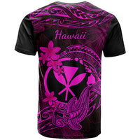 Hawaii T Shirt Hammerhead Shark Tattoo Mix Polynesian Plumeria Pink Version - Wonder Print Shop