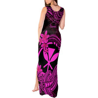 Hawaii Tank Maxi Dress Hammerhead Shark Tattoo Mix Polynesian Plumeria Pink Version - Wonder Print Shop