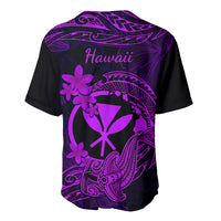 Hawaii Baseball Jersey Hammerhead Shark Tattoo Mix Polynesian Plumeria Purple Version - Wonder Print Shop