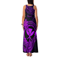 Hawaii Family Matching Tank Maxi Dress and Hawaiian Shirt Hammerhead Shark Tattoo Mix Polynesian Plumeria Purple Version - Wonder Print Shop