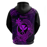 Hawaii Hoodie Hammerhead Shark Tattoo Mix Polynesian Plumeria Purple Version - Wonder Print Shop