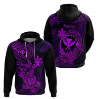 Hawaii Hoodie Hammerhead Shark Tattoo Mix Polynesian Plumeria Purple Version - Wonder Print Shop