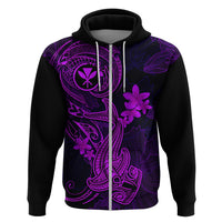 Hawaii Hoodie Hammerhead Shark Tattoo Mix Polynesian Plumeria Purple Version - Wonder Print Shop