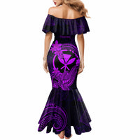 Hawaii Mermaid Dress Hammerhead Shark Tattoo Mix Polynesian Plumeria Purple Version - Wonder Print Shop