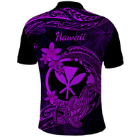 Hawaii Polo Shirt Hammerhead Shark Tattoo Mix Polynesian Plumeria Purple Version - Wonder Print Shop