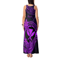 Hawaii Tank Maxi Dress Hammerhead Shark Tattoo Mix Polynesian Plumeria Purple Version - Wonder Print Shop