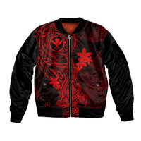 Hawaii Bomber Jacket Hammerhead Shark Tattoo Mix Polynesian Plumeria Red Version - Wonder Print Shop