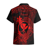 Hawaii Hawaiian Shirt Hammerhead Shark Tattoo Mix Polynesian Plumeria Red Version - Wonder Print Shop