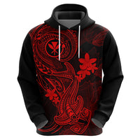 Hawaii Hoodie Hammerhead Shark Tattoo Mix Polynesian Plumeria Red Version - Wonder Print Shop