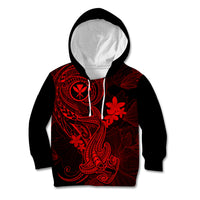 Hawaii Kid Hoodie Hammerhead Shark Tattoo Mix Polynesian Plumeria Red Version - Wonder Print Shop