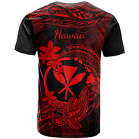 Hawaii T Shirt Hammerhead Shark Tattoo Mix Polynesian Plumeria Red Version - Wonder Print Shop