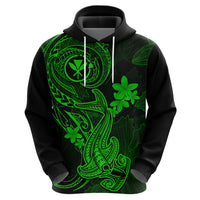Hawaii Hoodie Hammerhead Shark Tattoo Mix Polynesian Plumeria Green Version - Wonder Print Shop