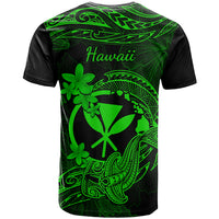 Hawaii T Shirt Hammerhead Shark Tattoo Mix Polynesian Plumeria Green Version - Wonder Print Shop