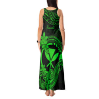 Hawaii Tank Maxi Dress Hammerhead Shark Tattoo Mix Polynesian Plumeria Green Version - Wonder Print Shop