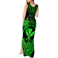 Hawaii Tank Maxi Dress Hammerhead Shark Tattoo Mix Polynesian Plumeria Green Version - Wonder Print Shop