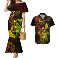 Hawaii Couples Matching Mermaid Dress and Hawaiian Shirt Turtle Mix Polynesian Plumeria Reggae Version - Wonder Print Shop