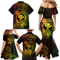 Hawaii Family Matching Mermaid Dress and Hawaiian Shirt Turtle Mix Polynesian Plumeria Reggae Version - Wonder Print Shop