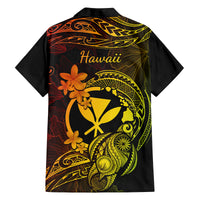 Hawaii Family Matching Off Shoulder Long Sleeve Dress and Hawaiian Shirt Turtle Mix Polynesian Plumeria Reggae Version - Wonder Print Shop