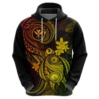 Hawaii Hoodie Turtle Mix Polynesian Plumeria Reggae Version - Wonder Print Shop