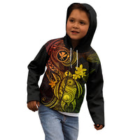Hawaii Kid Hoodie Turtle Mix Polynesian Plumeria Reggae Version - Wonder Print Shop