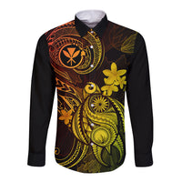 Hawaii Long Sleeve Button Shirt Turtle Mix Polynesian Plumeria Reggae Version - Wonder Print Shop