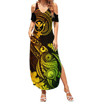 Hawaii Summer Maxi Dress Turtle Mix Polynesian Plumeria Reggae Version - Wonder Print Shop