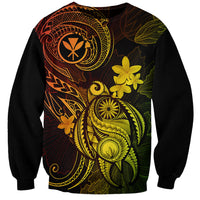 Hawaii Sweatshirt Turtle Mix Polynesian Plumeria Reggae Version - Wonder Print Shop