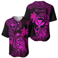 Hawaii Baseball Jersey Turtle Mix Polynesian Plumeria Pink Version - Wonder Print Shop