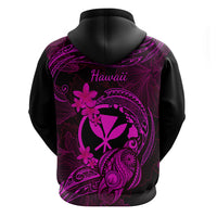 Hawaii Hoodie Turtle Mix Polynesian Plumeria Pink Version - Wonder Print Shop
