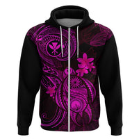 Hawaii Hoodie Turtle Mix Polynesian Plumeria Pink Version - Wonder Print Shop