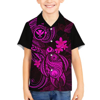 Hawaii Kid Hawaiian Shirt Turtle Mix Polynesian Plumeria Pink Version - Wonder Print Shop