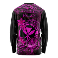 Hawaii Long Sleeve Shirt Turtle Mix Polynesian Plumeria Pink Version - Wonder Print Shop