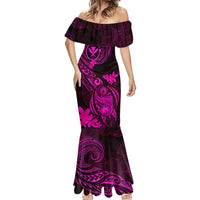 Hawaii Mermaid Dress Turtle Mix Polynesian Plumeria Pink Version - Wonder Print Shop
