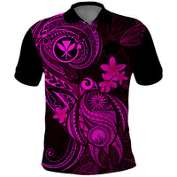 Hawaii Polo Shirt Turtle Mix Polynesian Plumeria Pink Version - Wonder Print Shop
