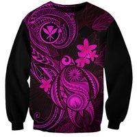 Hawaii Sweatshirt Turtle Mix Polynesian Plumeria Pink Version - Wonder Print Shop