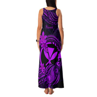 Hawaii Family Matching Tank Maxi Dress and Hawaiian Shirt Turtle Mix Polynesian Plumeria Purple Version - Wonder Print Shop