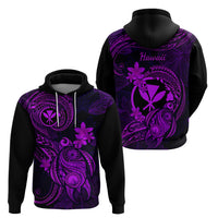 Hawaii Hoodie Turtle Mix Polynesian Plumeria Purple Version - Wonder Print Shop