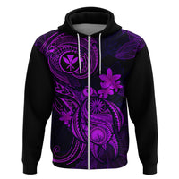Hawaii Hoodie Turtle Mix Polynesian Plumeria Purple Version - Wonder Print Shop