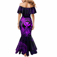 Hawaii Mermaid Dress Turtle Mix Polynesian Plumeria Purple Version - Wonder Print Shop