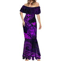 Hawaii Mermaid Dress Turtle Mix Polynesian Plumeria Purple Version - Wonder Print Shop
