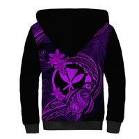 Hawaii Sherpa Hoodie Turtle Mix Polynesian Plumeria Purple Version - Wonder Print Shop