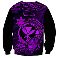 Hawaii Sweatshirt Turtle Mix Polynesian Plumeria Purple Version - Wonder Print Shop